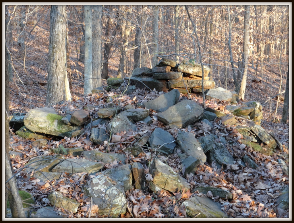 Partially stacked stone pile, Little Mulberry Park, 26 December 2013